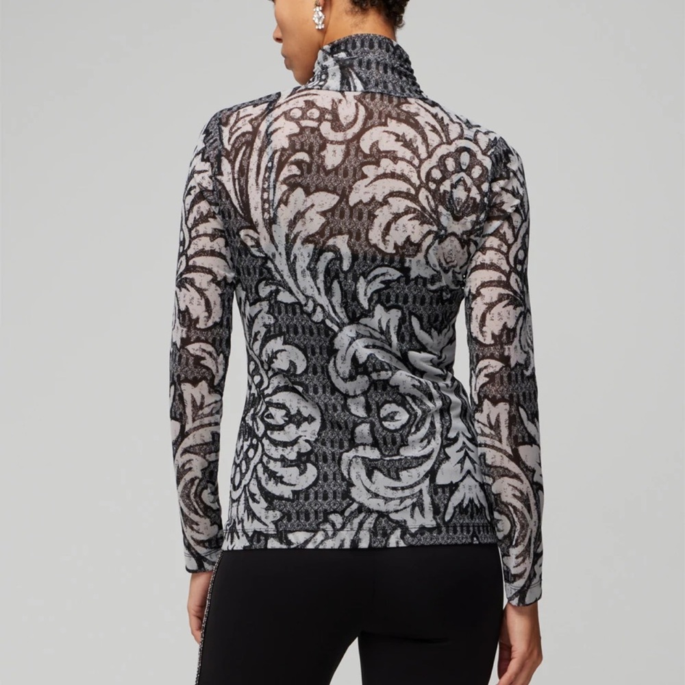 White House Black Market Mesh Burnout Turtleneck M - Picture 3 of 12